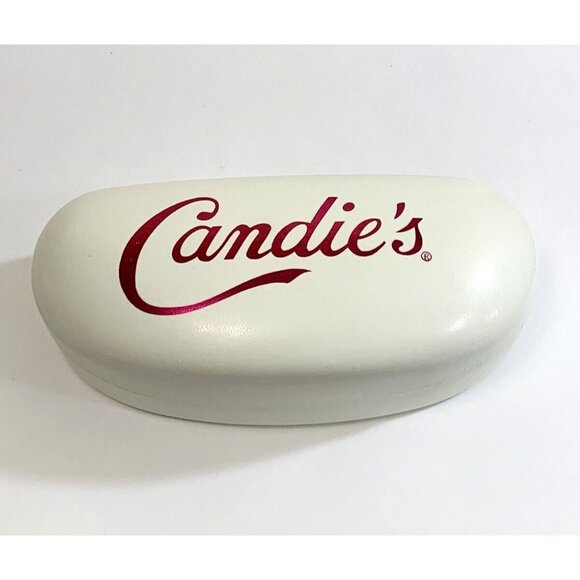 Candies Hard Clamshell Case For Eyeglasses Sunglasses White Pink Felt Lining - Picture 1 of 9